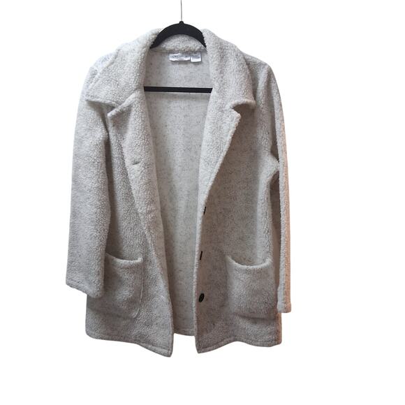 CW Classics Button Up Cardigan Sweater Front Pockets Long Sleeves Cozy Cream-SM - Picture 2 of 5